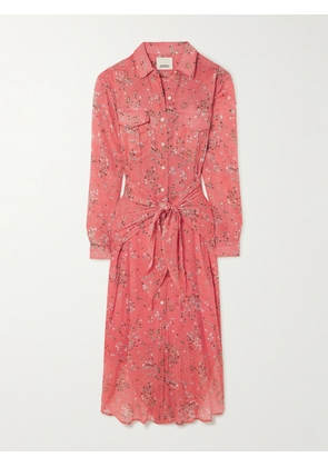Isabel Marant - Anesy Gathered Printed Cotton And Silk-blend Crepon Midi Shirt Dress - Orange - FR34,FR36,FR38,FR40,FR42,FR44
