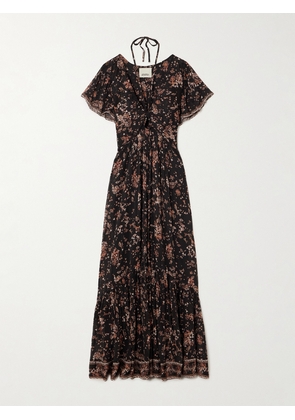 Isabel Marant - Agathe Tiered Printed Cotton And Silk-blend Crepon Halterneck Maxi Dress - Black - FR34,FR36,FR38,FR40,FR42,FR44