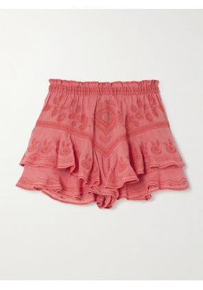 Isabel Marant - Elsa Ruffled Embroidered Ramie Shorts - Orange - FR34,FR36,FR38,FR40,FR44