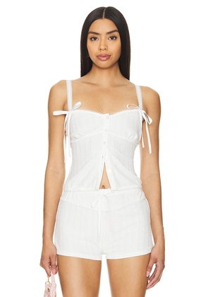 For Love & Lemons Annabeath Top in White. Size L, XL.
