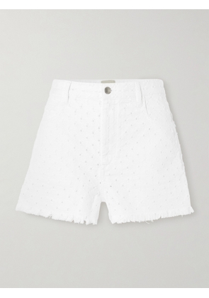 Isabel Marant - Lesia Frayed Perforated Denim Shorts - White - FR32,FR34,FR36,FR38,FR40,FR42,FR44