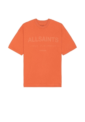 ALLSAINTS Laser Tee in Orange. Size L, S, XL/1X, XXL/2X.
