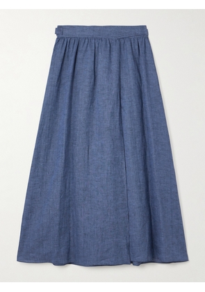 Loro Piana - Belted Linen Maxi Wrap Skirt - Blue - IT36,IT38,IT40,IT42,IT44,IT46,IT48