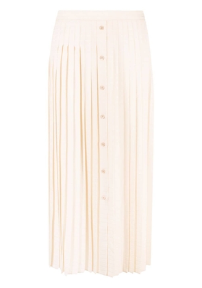 Prada logo-jacquard silk pleated skirt - Neutrals