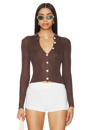 Calle Del Mar Ribbed Cardigan in Chocolate. Size L, S, XL.