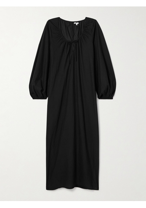 Skin - Brooke Cutout Organic Cotton-voile Midi Dress - Black - 0,1,2,3,4,5