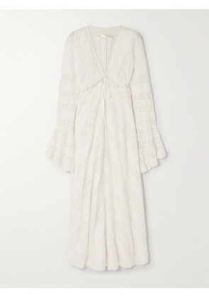 LoveShackFancy - Weil Pintucked Lace-trimmed Cotton Maxi Dress - White - US00,US0,US2,US4,US6,US8,US10,US12