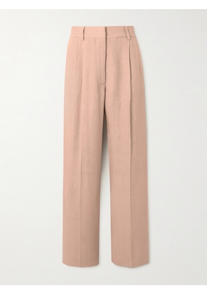Blazé Milano - Fox Pleated Linen-twill Straight-leg Pants - Pink - 00,0,1,2,3,4