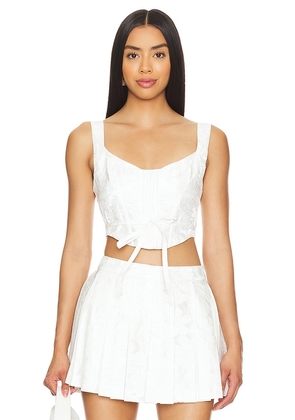 For Love & Lemons x REVOLVE Mira Crop in White. Size M, S, XL, XS.