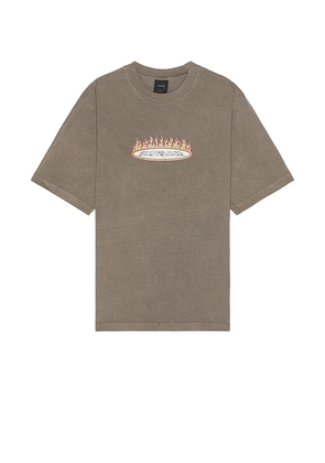 Boiler Room Flames T-Shirt in Brown. Size M, S, XL/1X.