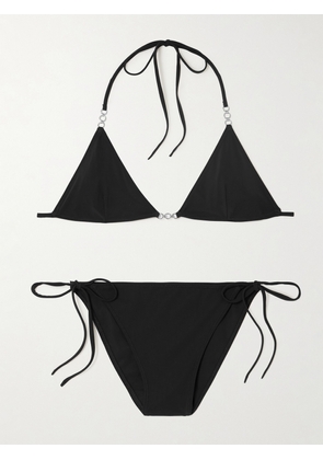 Lido - + Net Sustain Sessanta Chain-embellished Halterneck Triangle Bikini - Black - x small,small,medium,large,x large