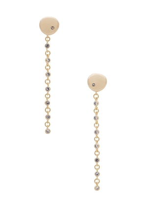 Ettika Polished Pebble Crystal Linear Earrings in Metallic Gold.