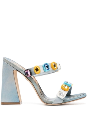 Roberto Cavalli crystal-embellished graphic-print sandals - Blue