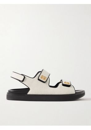 Givenchy - 4g Logo-embellished Leather-trimmed Canvas Sandals - Neutrals - IT35,IT36,IT37,IT38,IT39,IT40,IT41