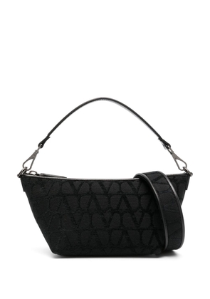 Valentino Garavani Toile Iconographe leather-trim shoulder bag - Black