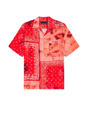 ALLSAINTS Tijuana Short Sleeve Shirt in Red. Size M, S.