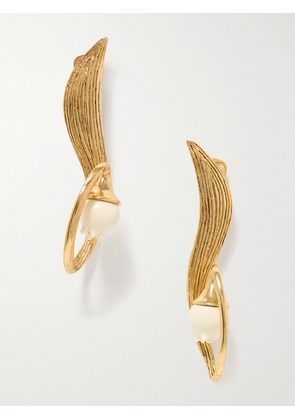 Oscar de la Renta - Lily Of The Valley Gold-tone Resin Clip Earrings - One size