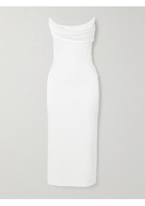 Alex Perry - Strapless Draped Satin-crepe Midi Dress - White - UK 4,UK 6,UK 8,UK 10,UK 12,UK 14