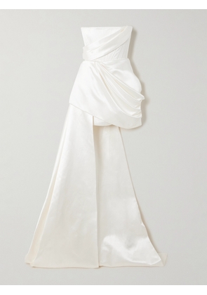 Alex Perry - Blair Asymmetric Draped Satin Gown - White - UK 4,UK 6,UK 8,UK 10,UK 12,UK 14