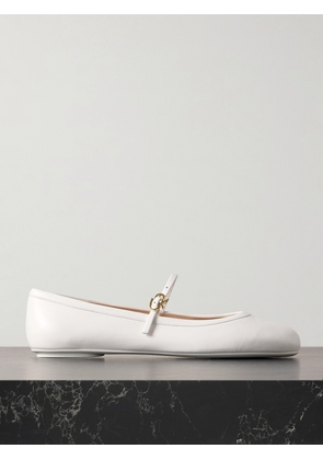 Gianvito Rossi - Carla Leather Mary Jane Ballet Flats - White - IT35,IT36,IT36.5,IT37,IT37.5,IT38,IT38.5,IT39,IT39.5,IT40,IT40.5,IT41,IT41.5,IT42