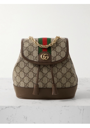 Gucci - Ophidia Textured Leather-trimmed Printed Coated-canvas Backpack - Neutrals - One size