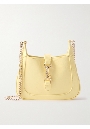 Gucci - Jackie Notte Mini Crinkled Patent-leather Shoulder Bag - Yellow - One size