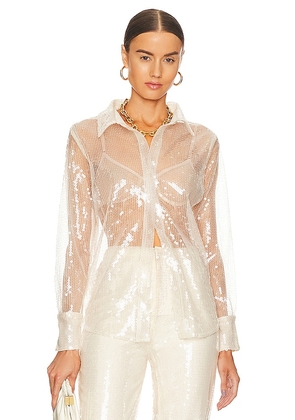 MORE TO COME Wyatt Button Down Top in Ivory. Size M.