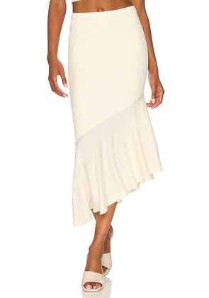 LPA Edaline Ruffle Midi Skirt in Ivory. Size M.