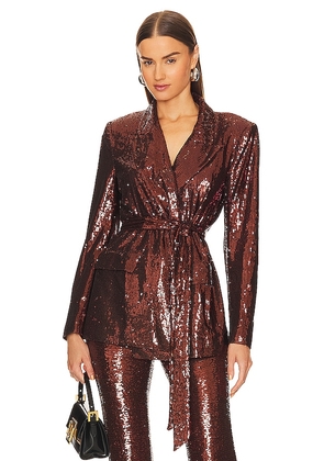 L'AGENCE Jordana Wrap Belted Blazer in Metallic Bronze. Size L, XL, XS.