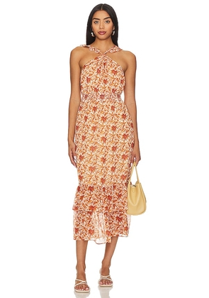 PAIGE Florencia Midi Dress in Tan. Size XS.