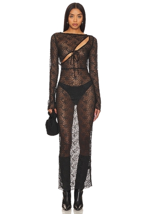 LIONESS Fever Lace Maxi Dress in Black. Size M, S, XL, XS.