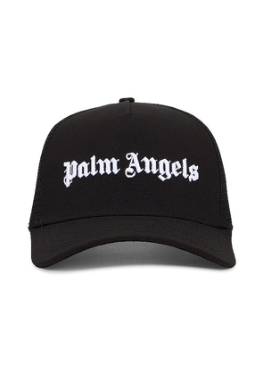 Palm Angels Classic Logo Trucker Cap in Black.