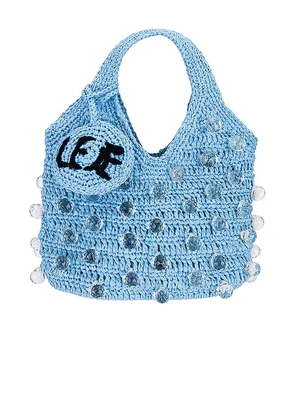 LEJE Othoniel Crystal Crochet Tote Bag in Blue.