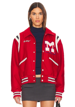 MOTHER The Team Spirit Jacket in Red. Size L, M, XS.