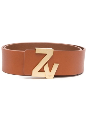 Zadig&Voltaire logo-plaque leather belt - Brown