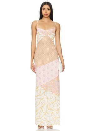 MAJORELLE Carrie Maxi Dress in Nude. Size S, XL, XS.