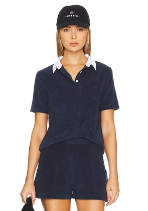 Kule The Women's Terry Polo in Navy. Size M, S, XS.