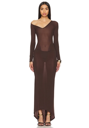 LaQuan Smith Convertible Neckline Gown in Brown. Size M, S.