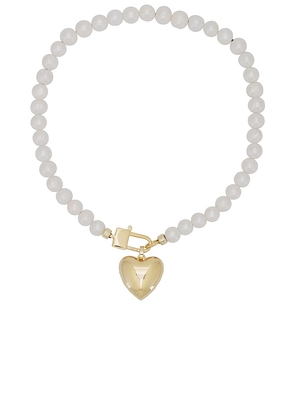 joolz by Martha Calvo Heart Pearl Necklace in Metallic Gold.