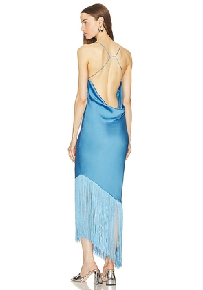 SAYLOR Haverine Fringe Maxi Dress in Blue. Size M, XS.
