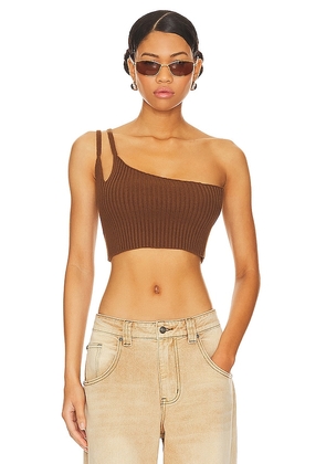 superdown Cropped Tank in Brown. Size S.