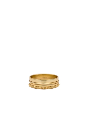 SHASHI Stacking Ring Set in Metallic Gold. Size 7, 8.
