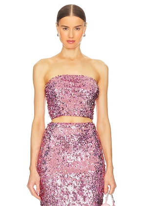 ROTATE Sequin Crop Top in Pink. Size 38, 40, 42.