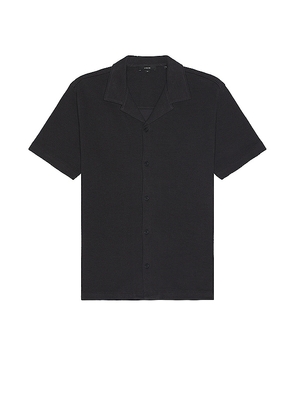 Vince Boucle Short Sleeve Button Down Shirt in Black. Size M, XL/1X.