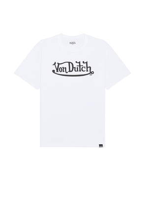 Von Dutch Logo Tee in White. Size M, S, XL/1X, XXL/2X.