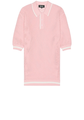 SER.O.YA Zane Crochet Polo in Pink. Size M, S, XL/1X.
