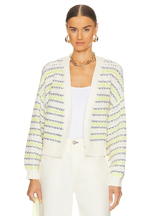 525 Crimped Mixed Cardi in Ivory. Size M, S, XL, XS.