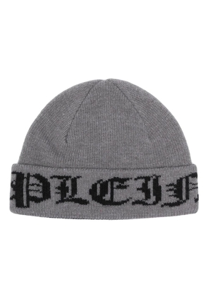 Philipp Plein gothic plein wool beanie hat - Grey