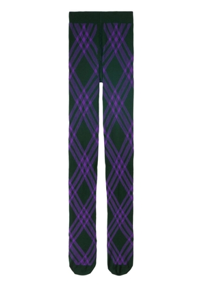 Burberry check-pattern wool blend tights - Green
