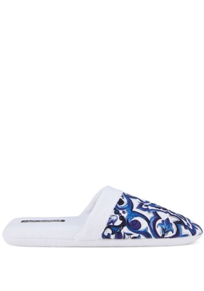 Dolce & Gabbana Barocco-print terry-cloth slippers - White